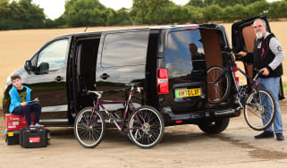 Dean Gibson and son loading bikes into Citroen e-Dispatch