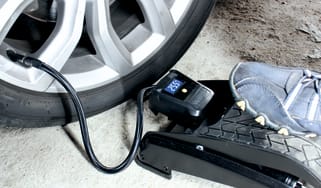 Foot pump being used 